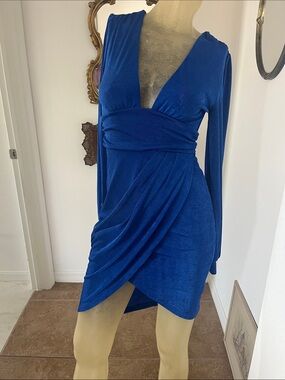 Hello Molly Electric Blue Long Sleeve Mini Dress